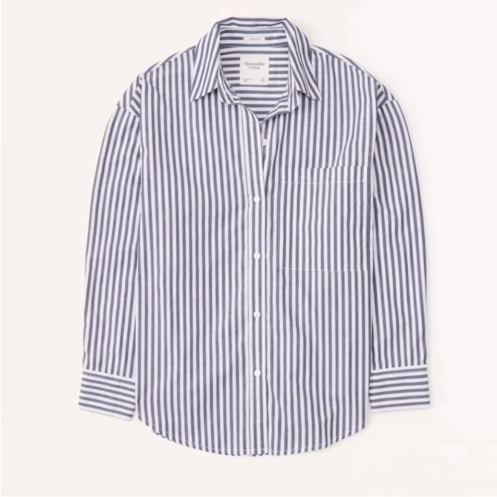Oversized Poplin Button-Up Shirt Sz Medium